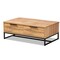 Baxton Studio Franklin Modern Oak Brown Finished Wood and Black Finished Metal 2-Drawer Coffee Table 180-11208-Zoro - alternate 1